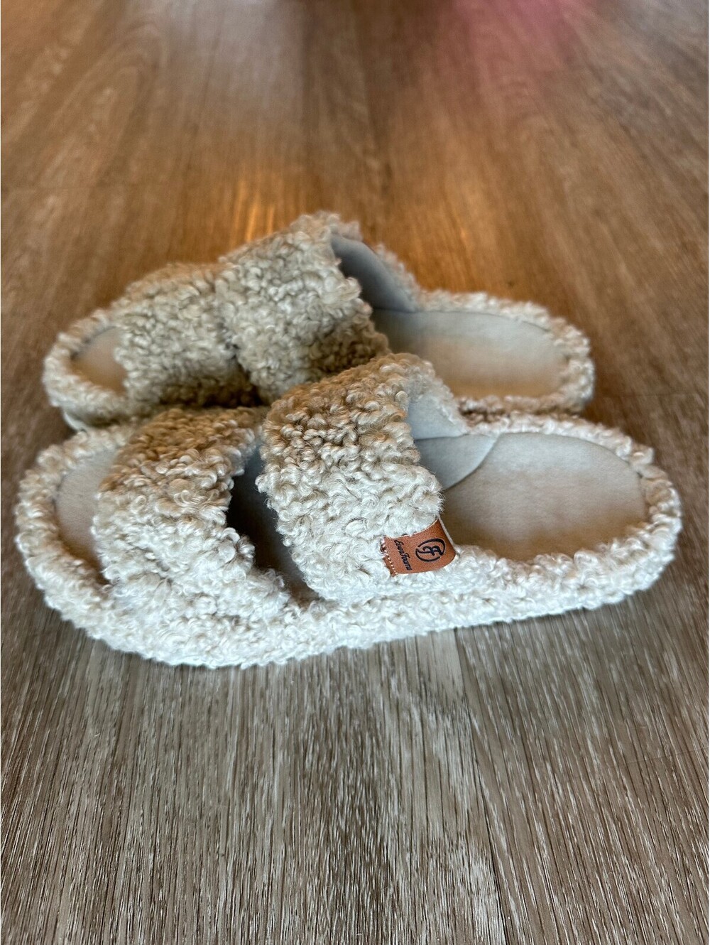 Women's Cream Sherpa Slide Slippers